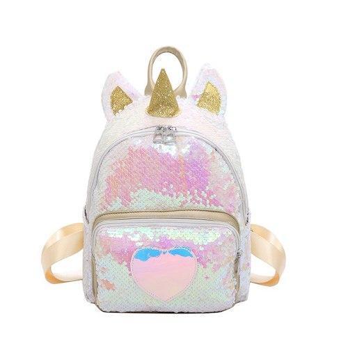 Weißer Einhorn Pailletten-Rucksack
