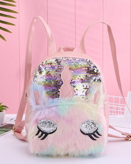 Einhorn Pelz Pailletten-Rucksack