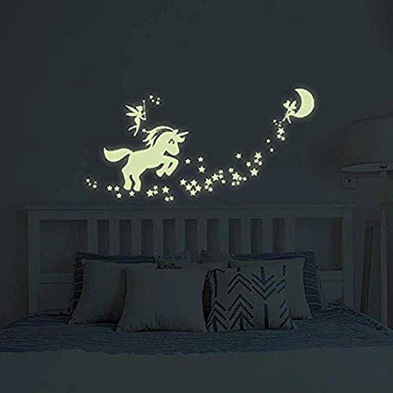 Aufkleber Einhorn Kawaii Fluoreszierende Wandaufkleber