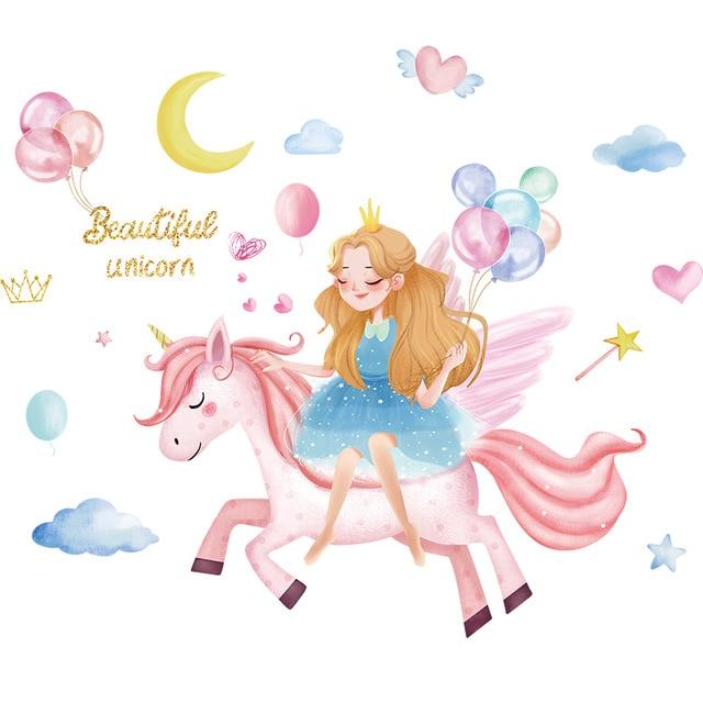 Einhorn Prinzessin Wandaufkleber