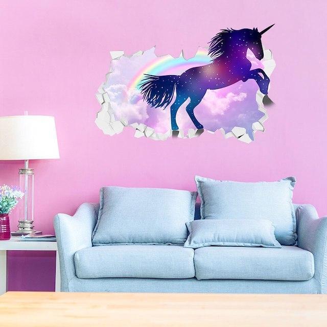 Aufkleber Einhorn Galaxy Mädchenzimmer Wandaufkleber