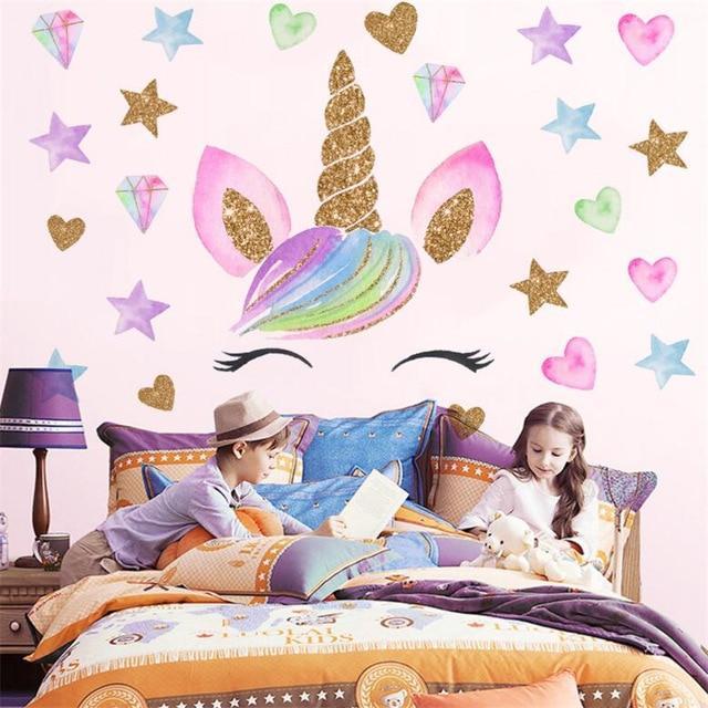 Einhorn Wandtattoo Mehrfarbig