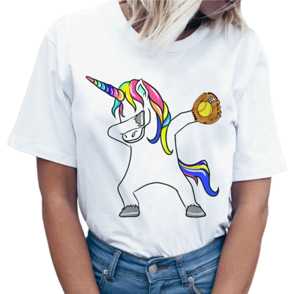 Frau Einhorn tupfen Baseball-T-Shirt