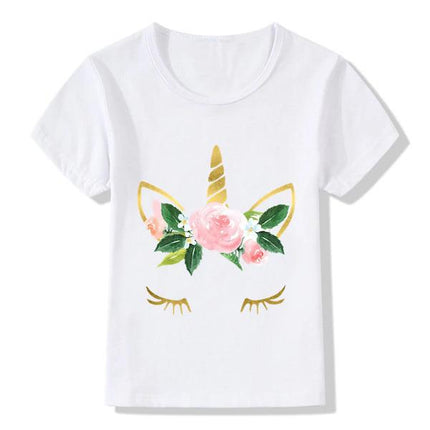 Einhorn-T-Shirt Kind Blume