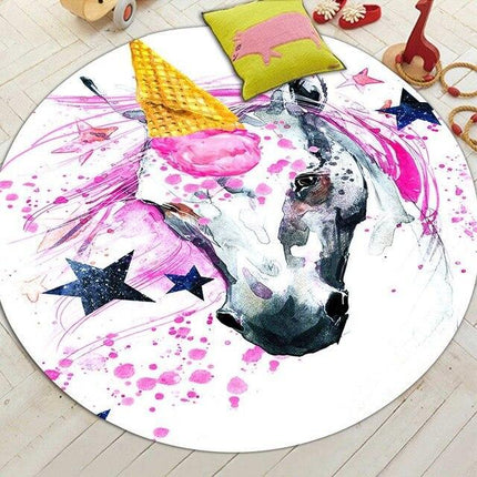 Einhorn Teppich Runde Anti-Rutsch