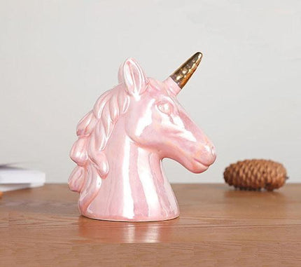 Keramisches Rosa Einhorn Spardose