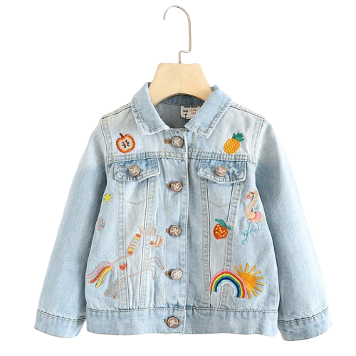Kawaii Kinder Blau Jeans Einhorn Jacke