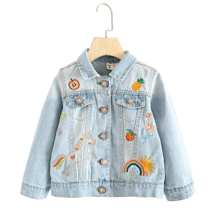 Kawaii Kinder Blau Jeans Einhorn Jacke