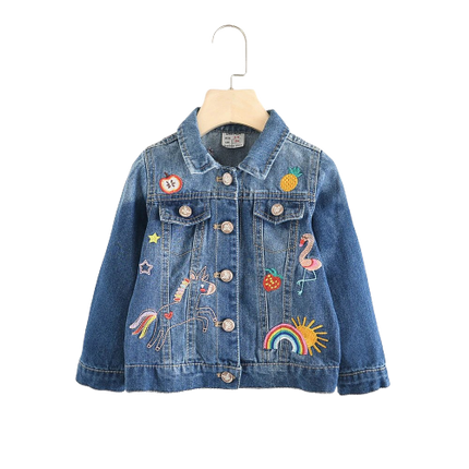 Kawaii Kinder Blau Jeans Einhorn Jacke
