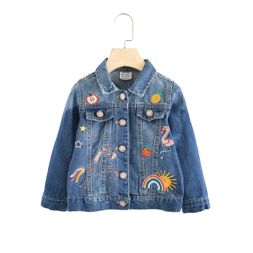 Kawaii Kinder Blau Jeans Einhorn Jacke