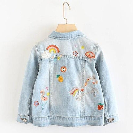 Kawaii Kinder Blau Jeans Einhorn Jacke