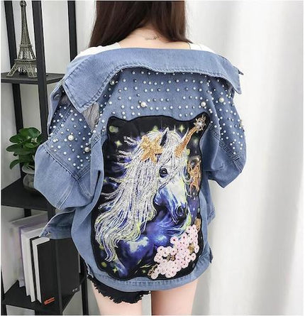 Jacke Frau Einhorn Blau