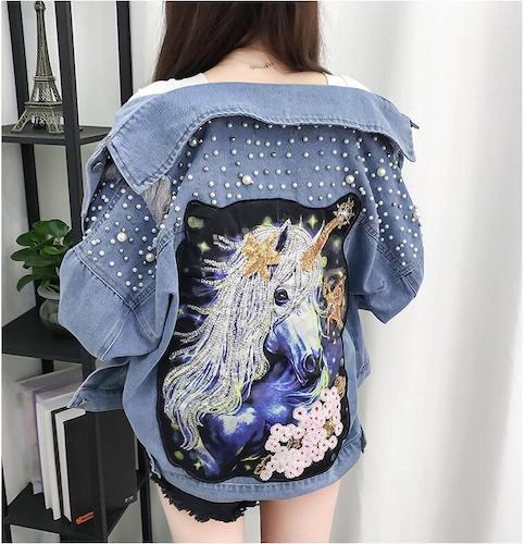 Jacke Frau Einhorn Blau